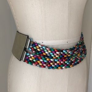 Rainbow metal and silver leather belt